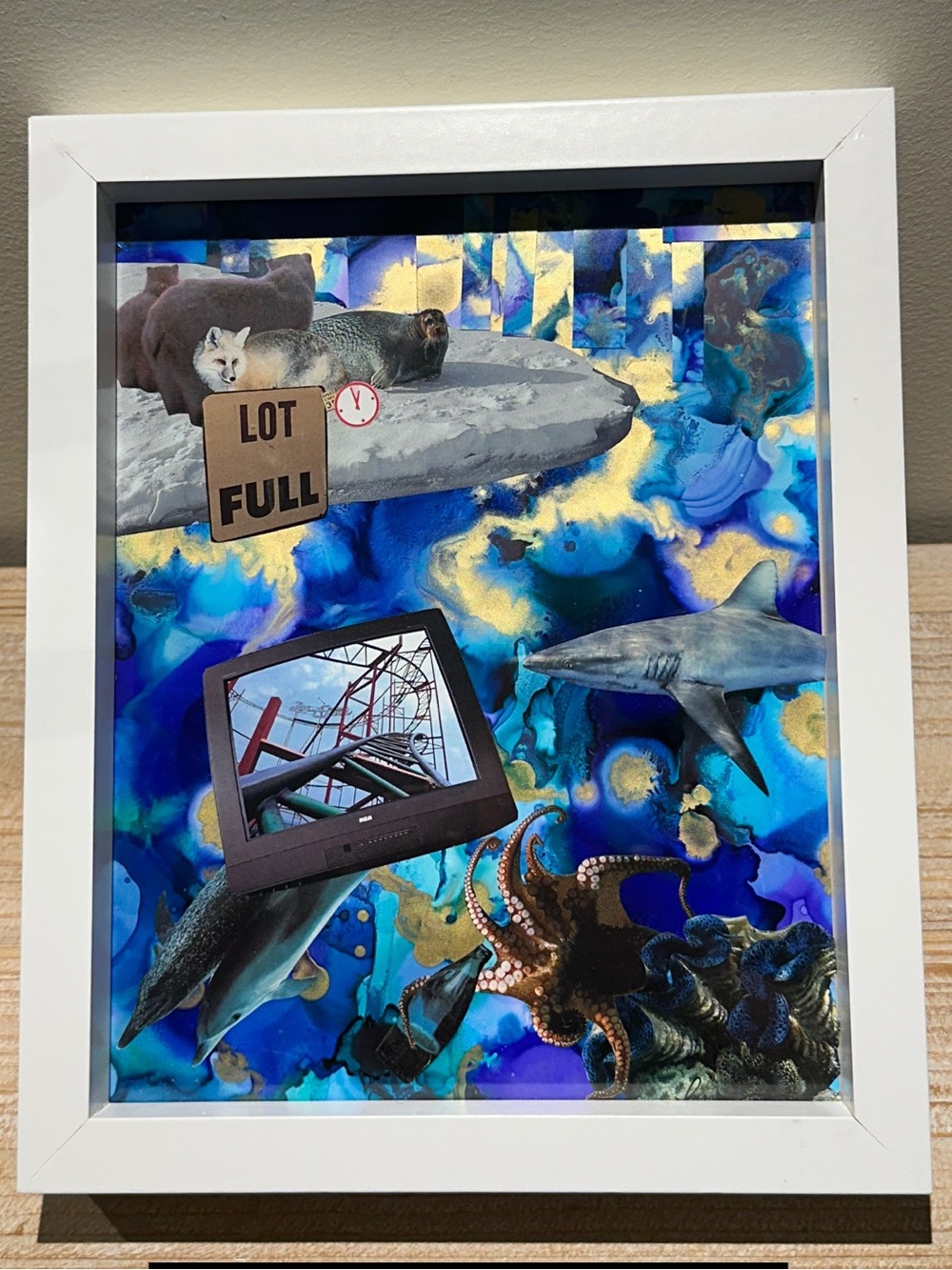 Original Ocean Collage Mixed Media Wall Art